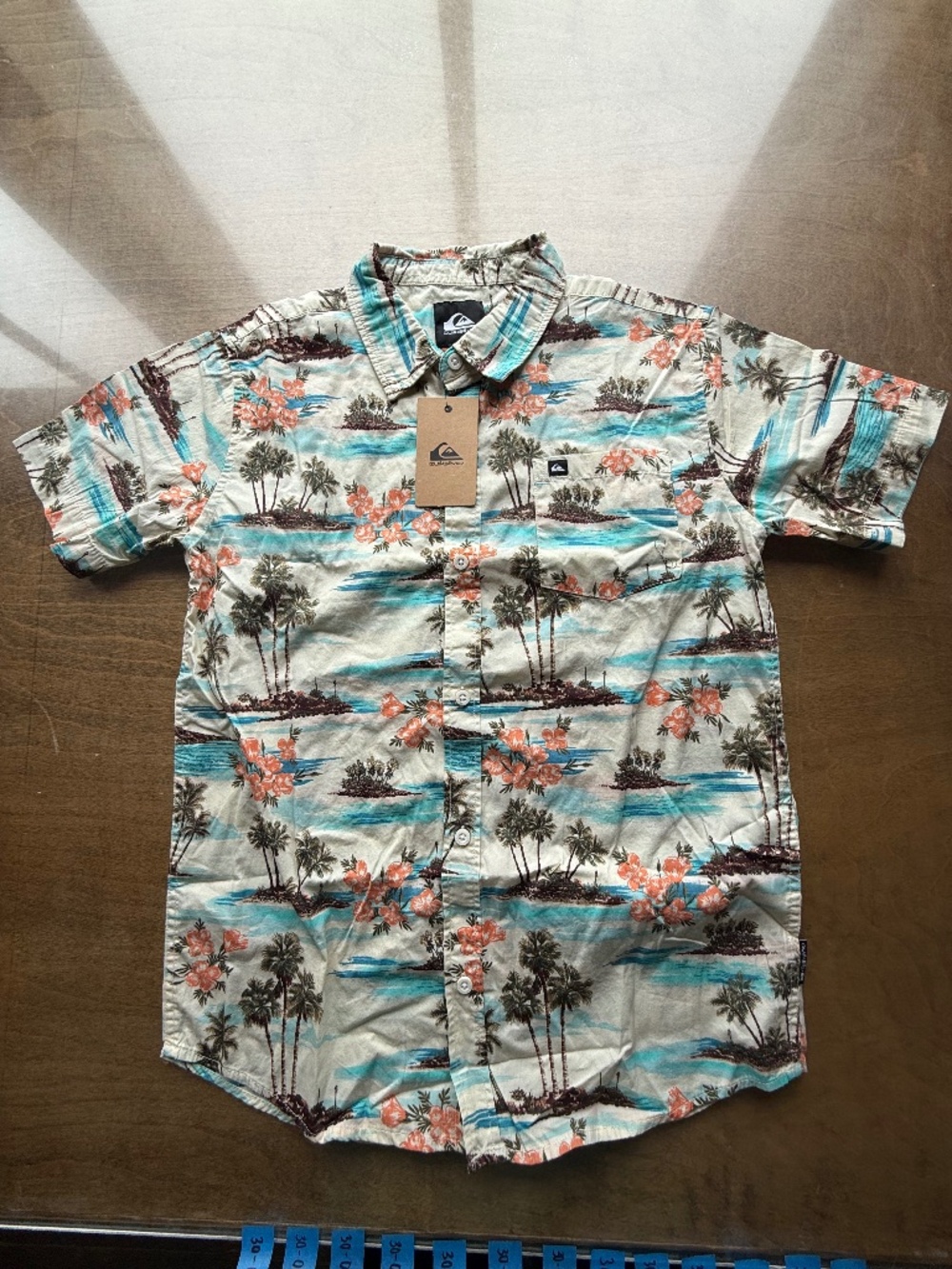 Quiksilver Boys Hawaiian Tropical Button Down Shirt L 14/16 NWT